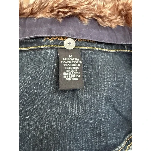 Vtg Kikit Jeans women's M denim jacket removable collar with faux fur NWT - Picture 10 of 16
